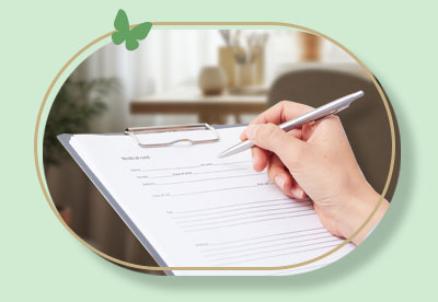 foto em detalhe de uma mão segurando uma caneta sobre uma prancheta